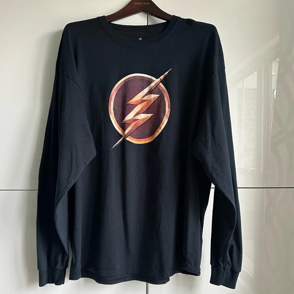 Mens “The Flash” Long Sleeve T shirt Size XXL Black DC Comics Fastest Man Alive - Picture 1 of 5